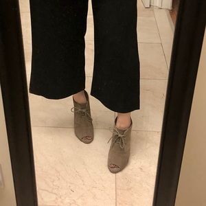 Taupe suede lace up booties size 6